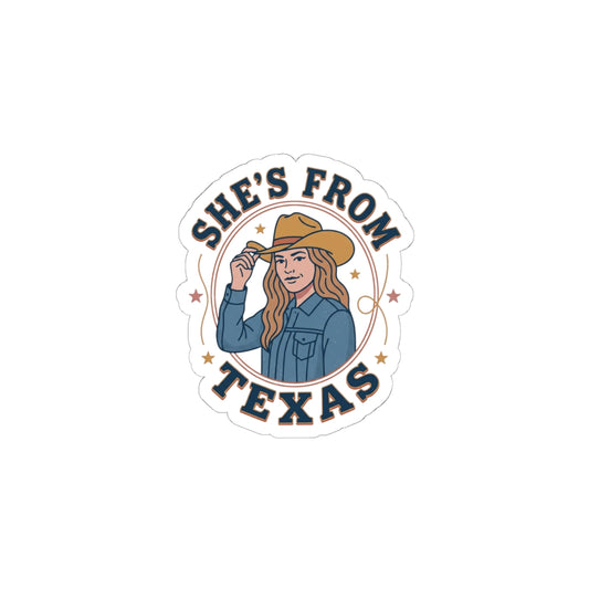 She's From Texas Kiss-Cut Stickers | Lone Star Cowgirl, Southern State Pride